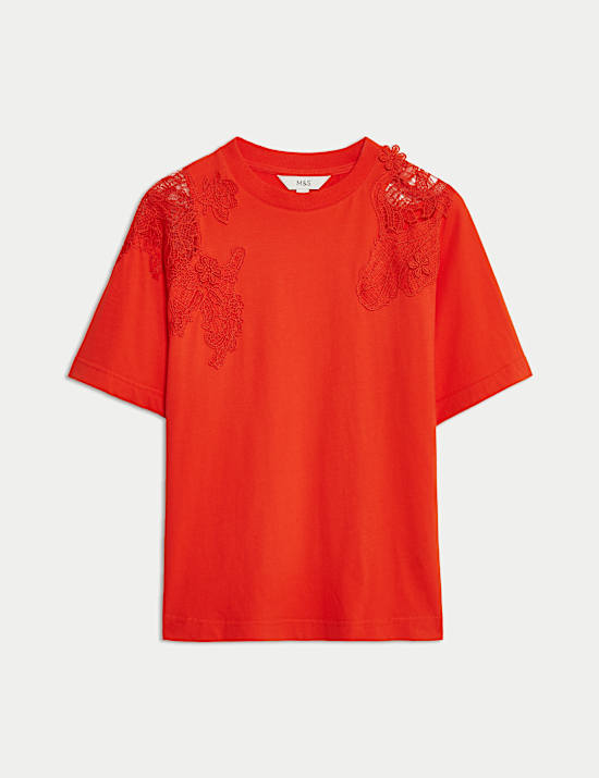 T-Shirt με κεντημένα σχέδια από 100% βαμβάκι