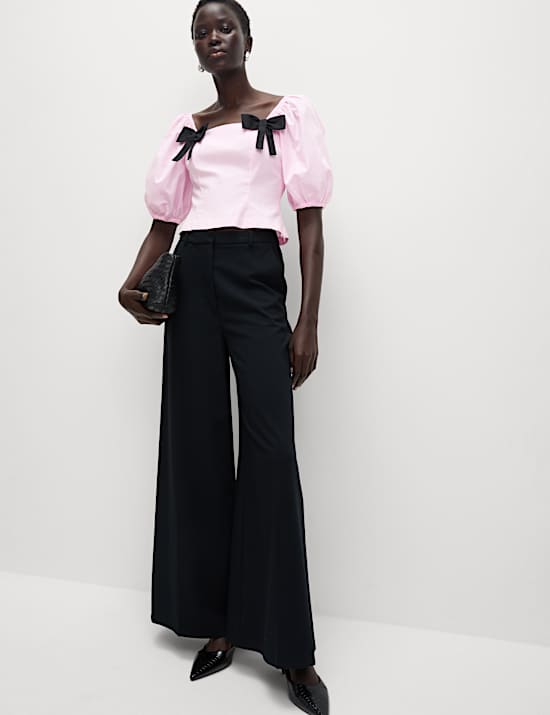 Pure Cotton Square Neck Bow Top