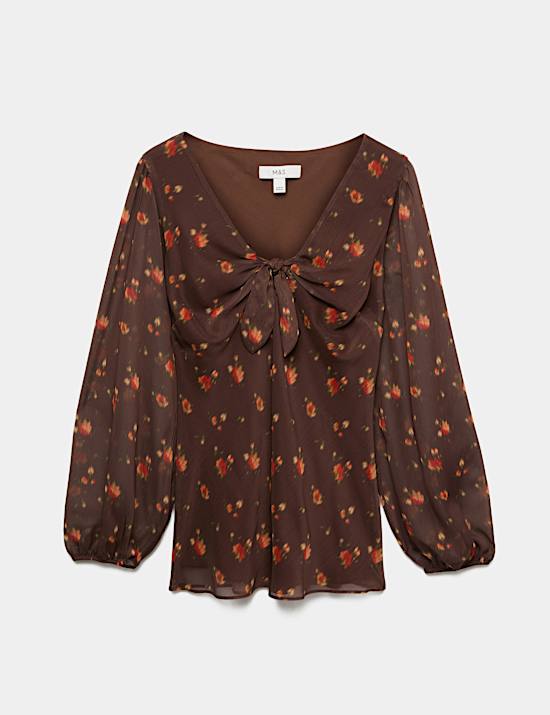 Printed V Neck Fitted Top