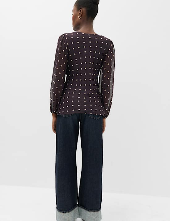 Printed V Neck Fitted Top