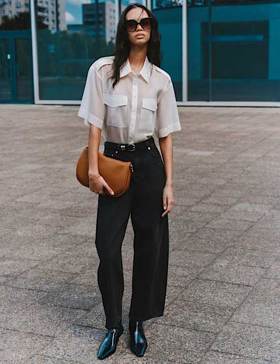 Sheer Collared Utility Shirt