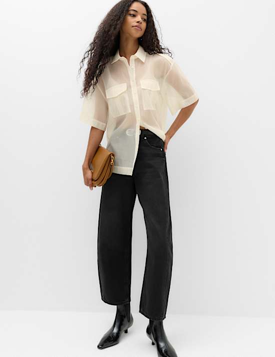 Sheer Collared Utility Shirt