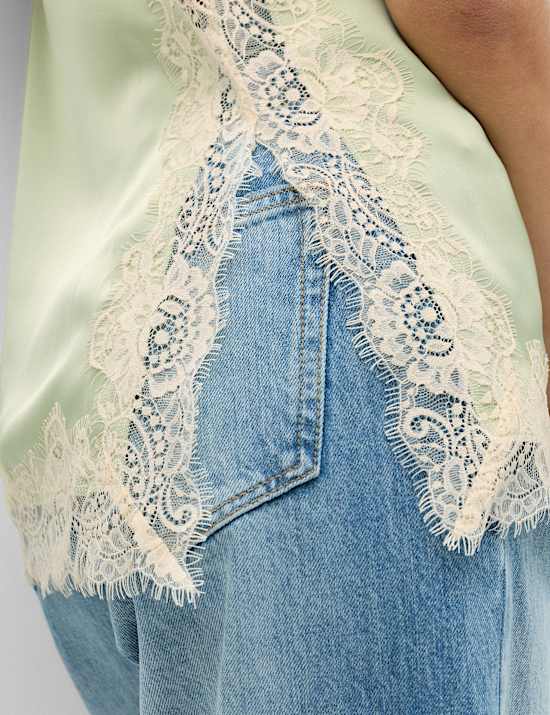 Contrast Lace Trim Cami Top