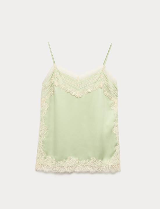 Contrast Lace Trim Cami Top