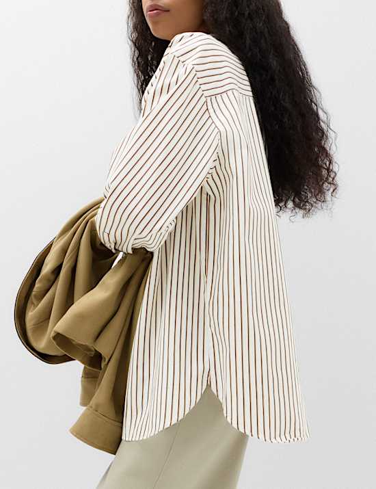 Pure Cotton Oversized Striped Shirt