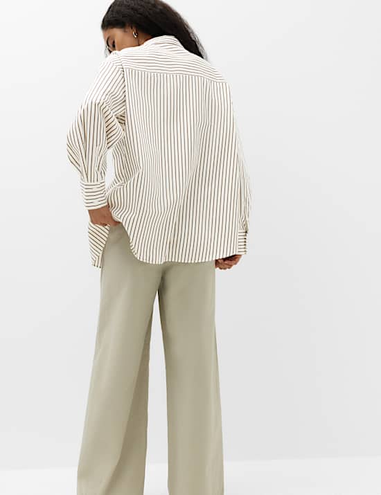 Pure Cotton Oversized Striped Shirt