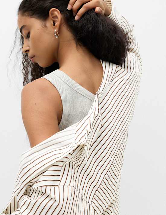 Pure Cotton Oversized Striped Shirt