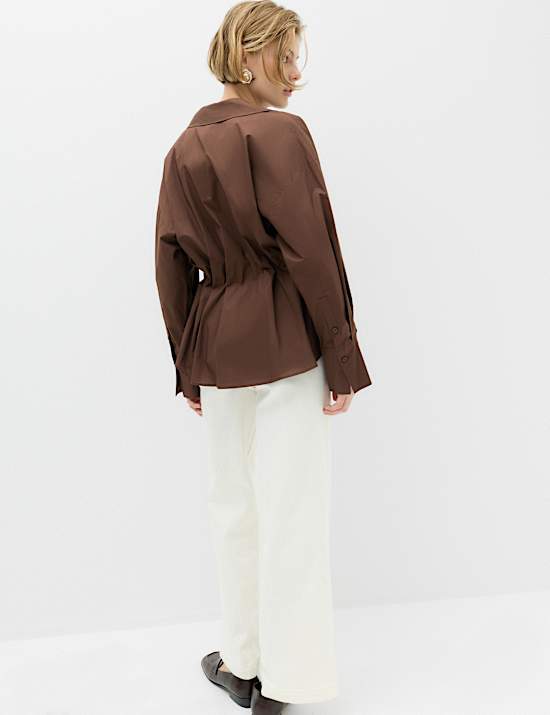 Pure Cotton Collared Waisted Shirt