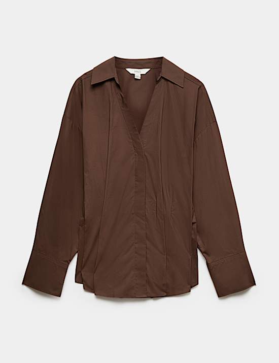 Pure Cotton Collared Waisted Shirt