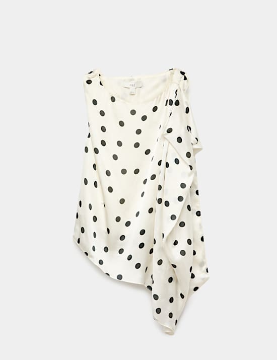 Polka Dot Draped Asymmetric Top