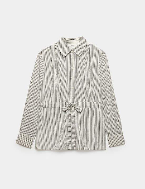 Striped Tie Waist Detail Shirt