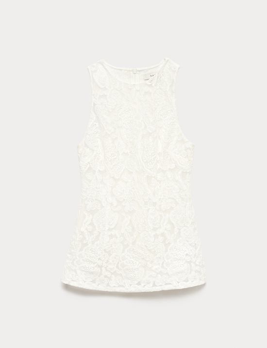 Lace Fitted Tunic Shell Top