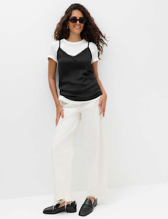 Lace Insert V Neck Cami Top