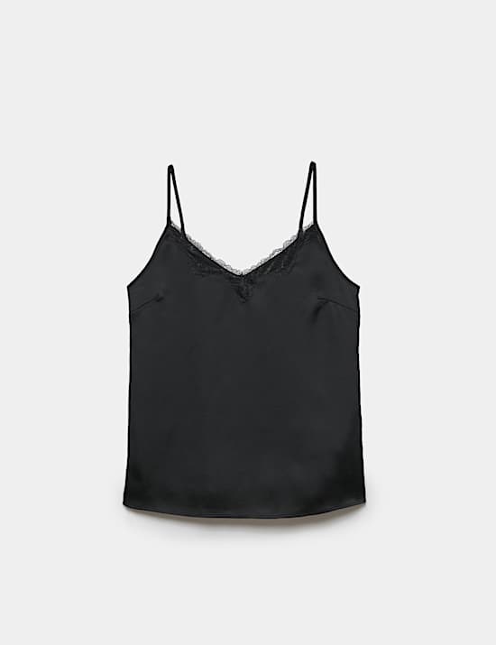 Lace Insert V Neck Cami Top