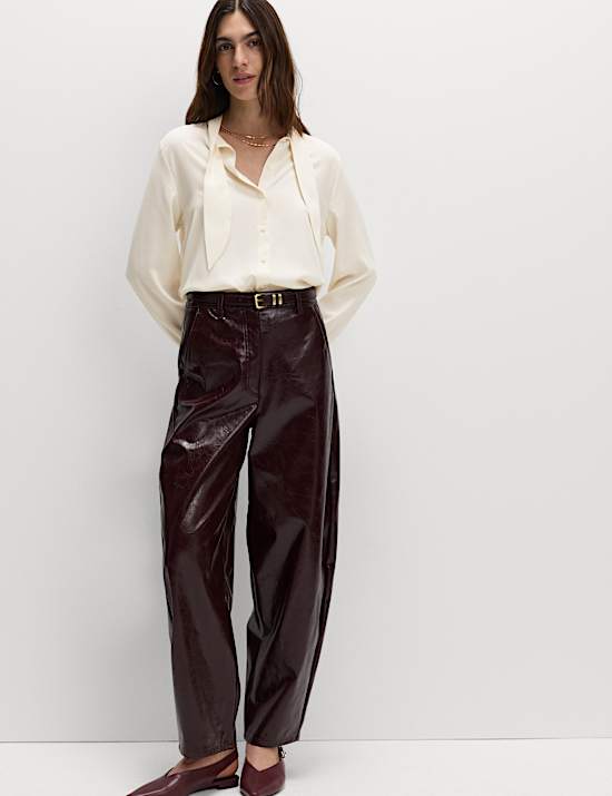 Tie Neck Long Sleeve Shirt