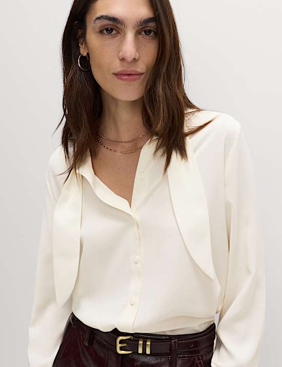 Tie Neck Long Sleeve Shirt