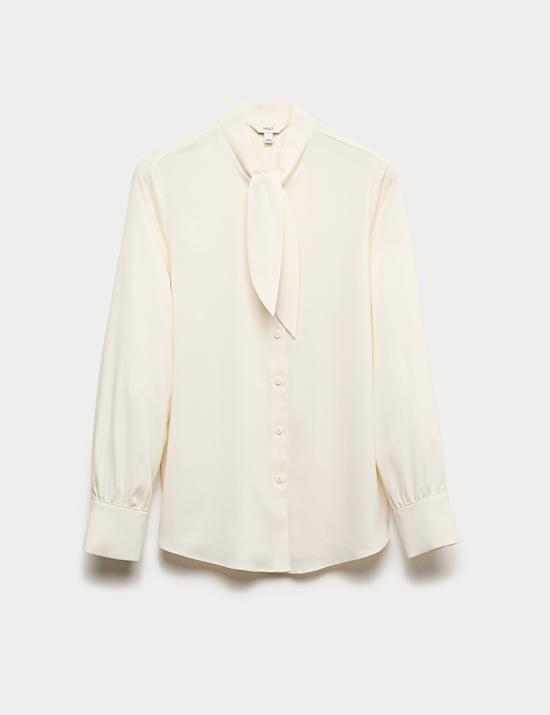 Tie Neck Long Sleeve Shirt