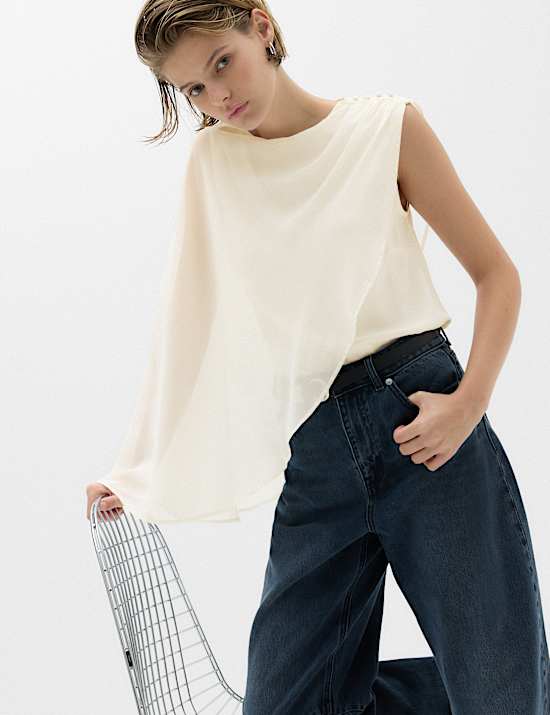 Sheer Cape Detail Blouse