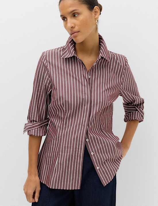Cotton Rich Collared Fitted Shirt
