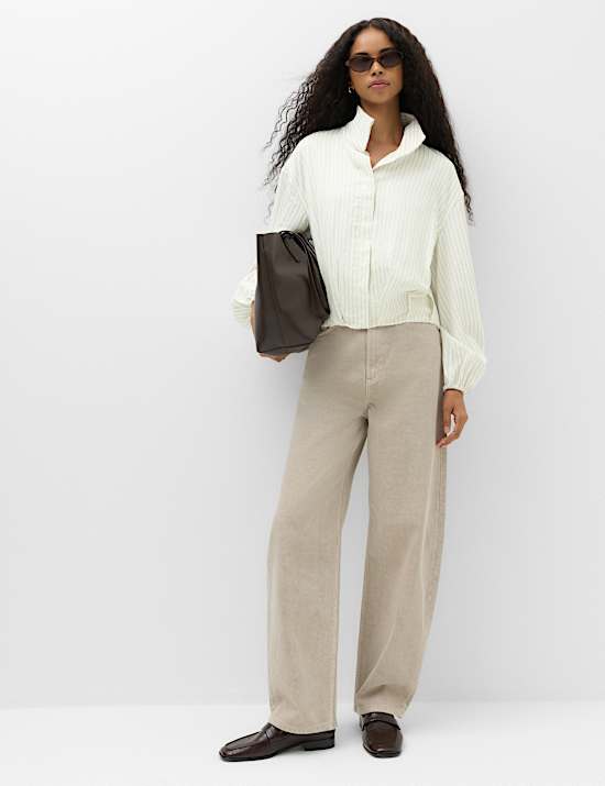 Pinstripe Funnel Neck Shirt