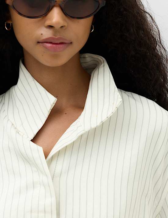 Pinstripe Funnel Neck Shirt