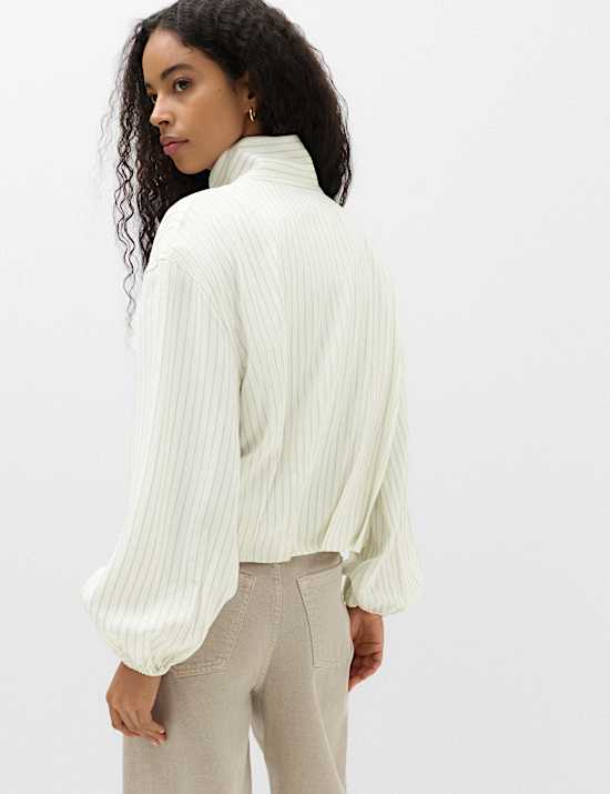 Pinstripe Funnel Neck Shirt