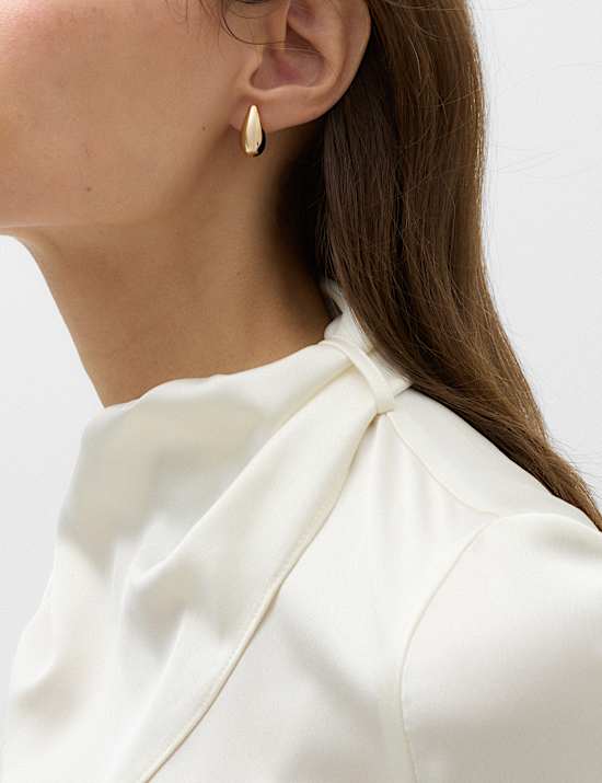 Satin Scarf Neck Blouse