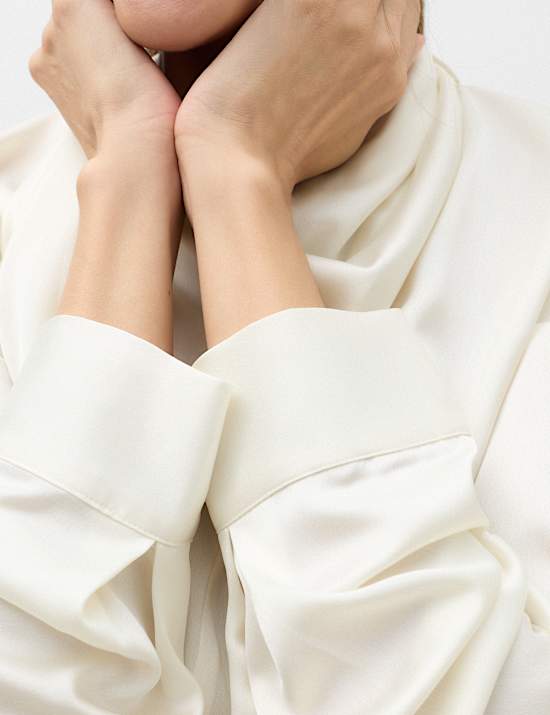 Satin Scarf Neck Blouse