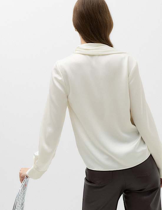Satin Scarf Neck Blouse
