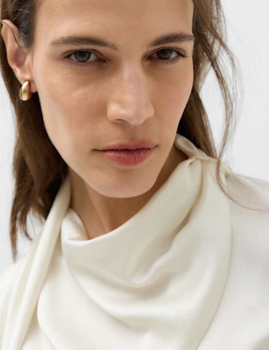 Satin Scarf Neck Blouse