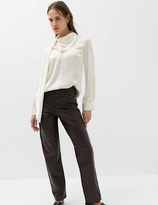 Satin Scarf Neck Blouse