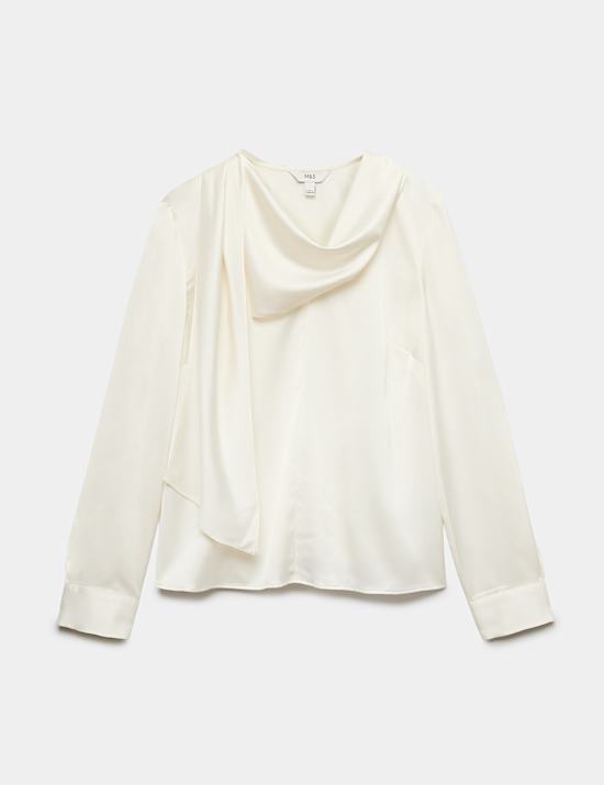 Satin Scarf Neck Blouse