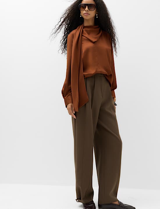 Satin Scarf Neck Blouse