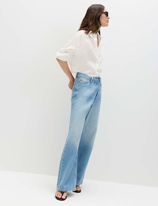 Lyocell Rich Checked Collared Oversized Shirt