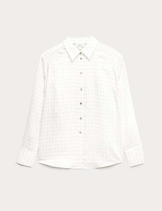 Lyocell Rich Checked Collared Oversized Shirt