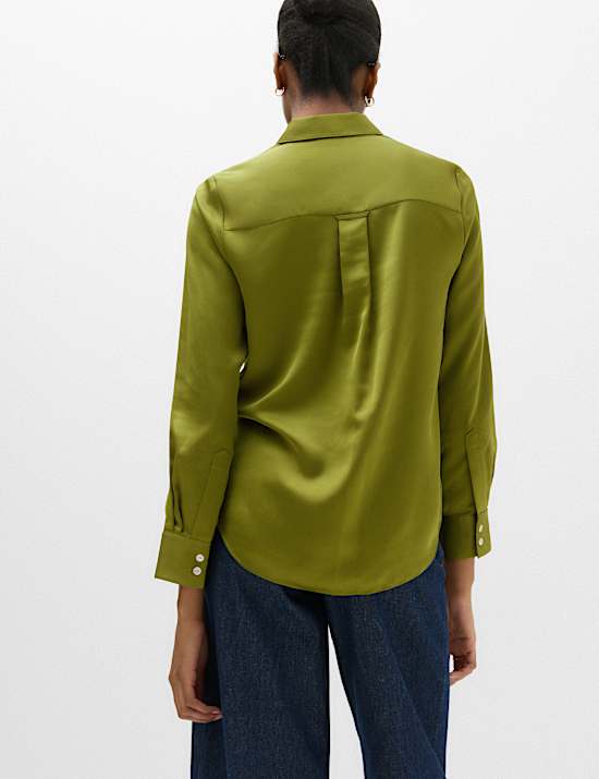 Satin Collared Button Through Shirt