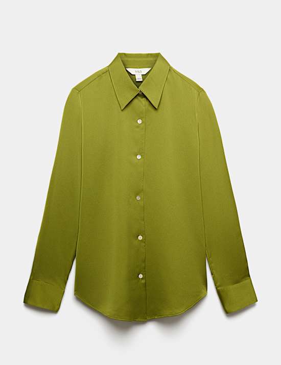 Satin Collared Button Through Shirt