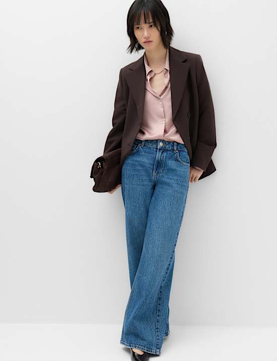 Satin Collared Button Through Shirt