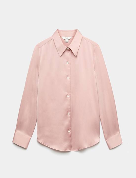 Satin Collared Button Through Shirt