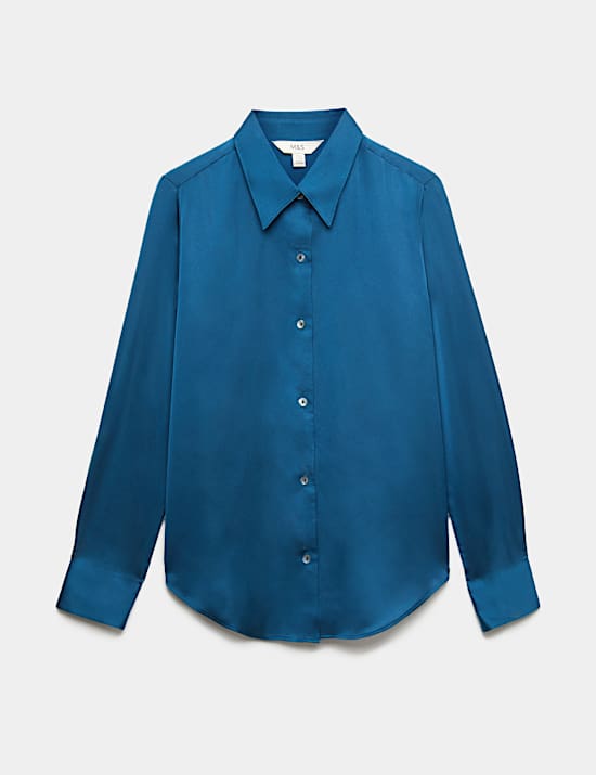 Camisa abotonada con cuello de sat&eacute;n