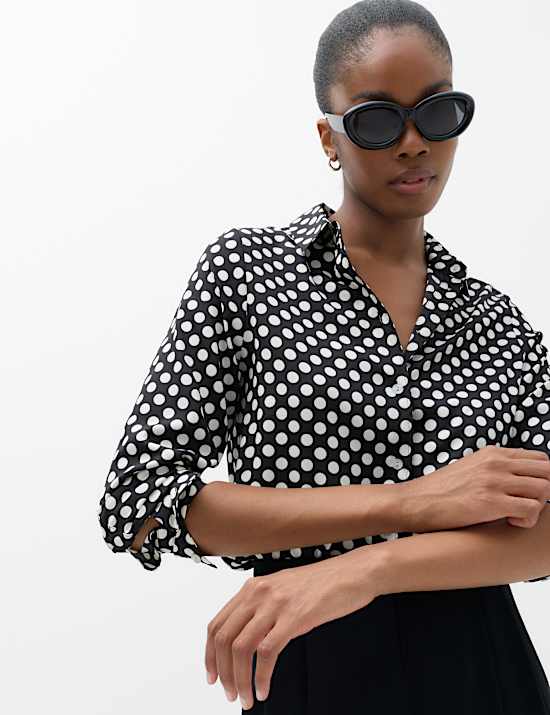 Polka Dot Collared Neck Shirt