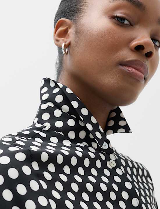 Polka Dot Collared Neck Shirt