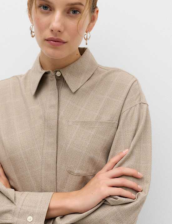 Checked Collared Waisted Shirt