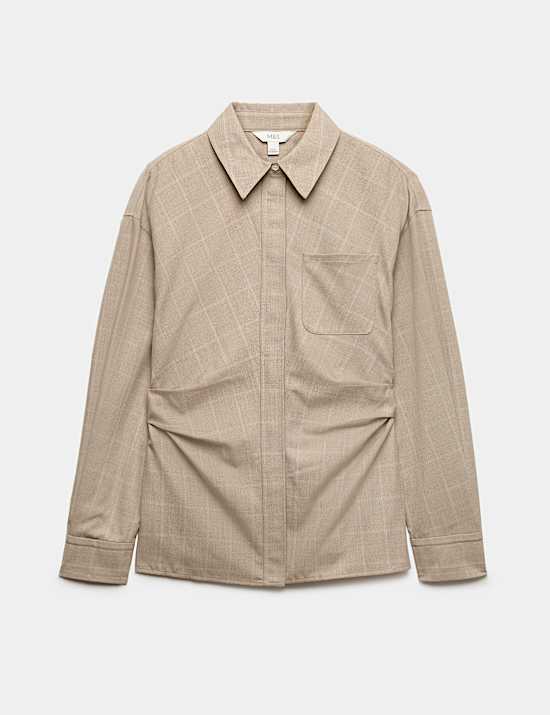Checked Collared Waisted Shirt