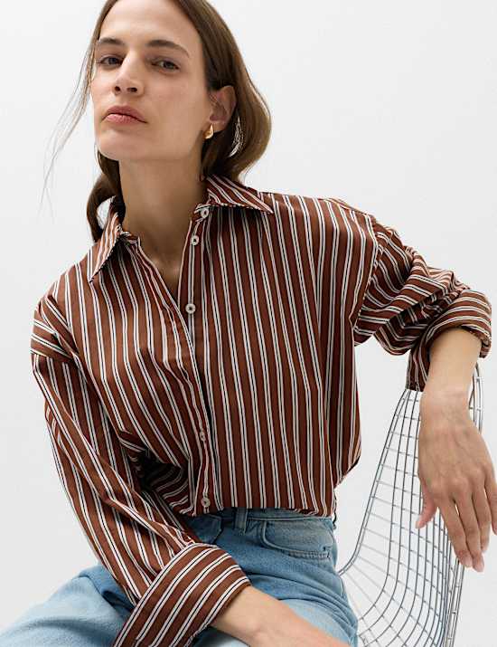 Pure Cotton Oversized Striped Shirt