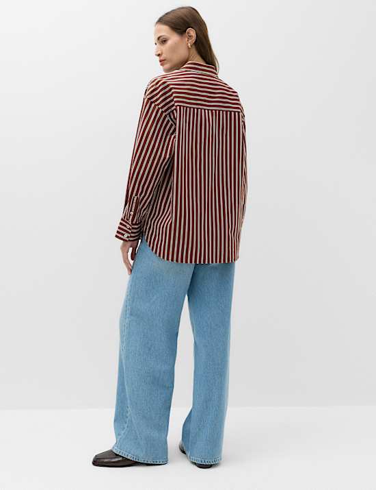 Pure Cotton Oversized Striped Shirt