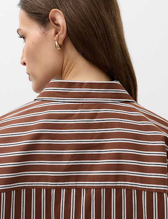 Pure Cotton Oversized Striped Shirt