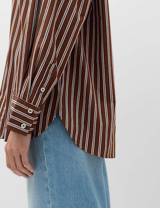 Pure Cotton Oversized Striped Shirt