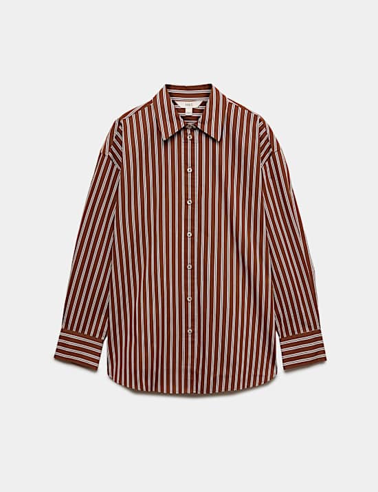 Pure Cotton Oversized Striped Shirt