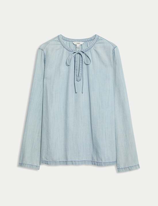 Pure Lyocell Tie Fastening Blouse